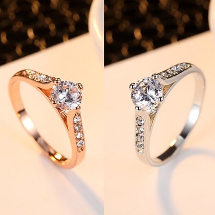 Women Bridal Wedding Engagement Cubic Zirconia Alloy Finger Ring Luxury Jewelry